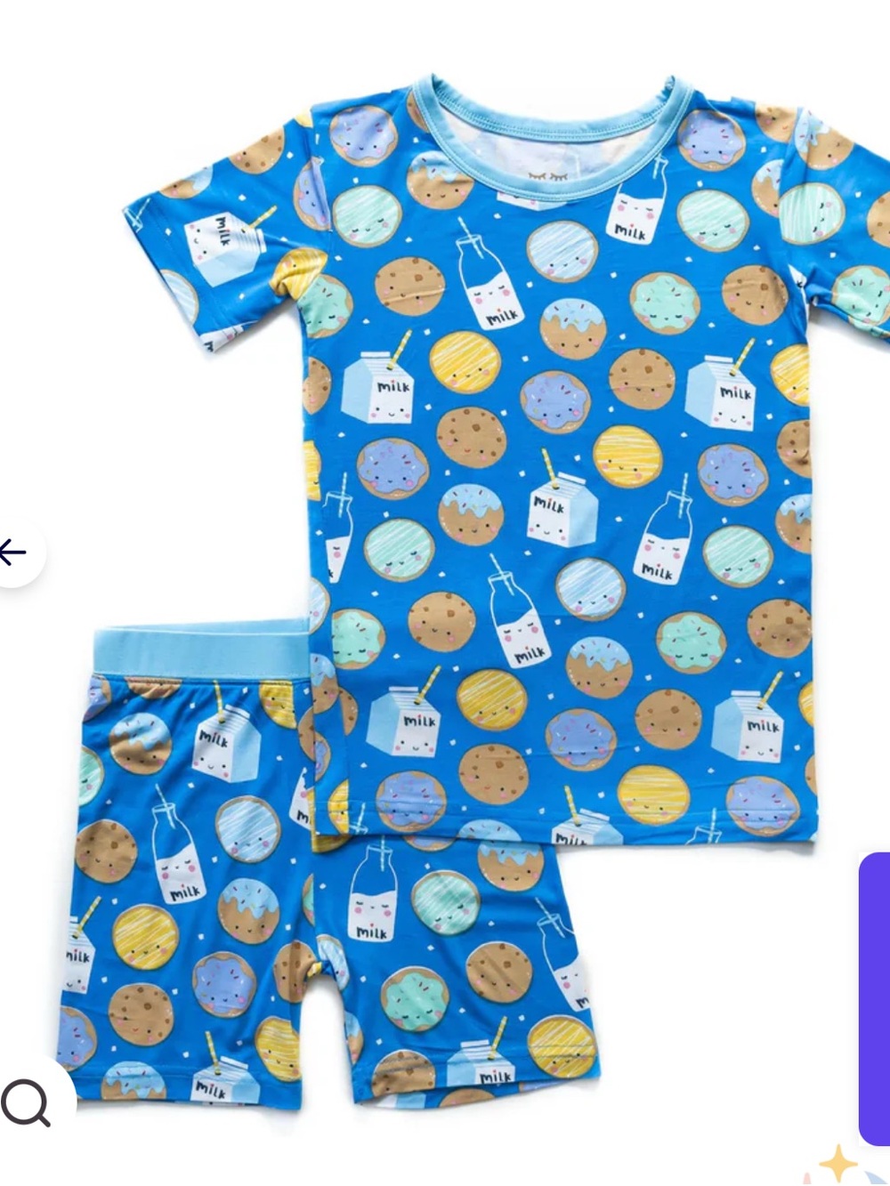 Little Sleepies Blue Cookies & Milk Two-Piece Pajama Set – Size 7/8 – NWT